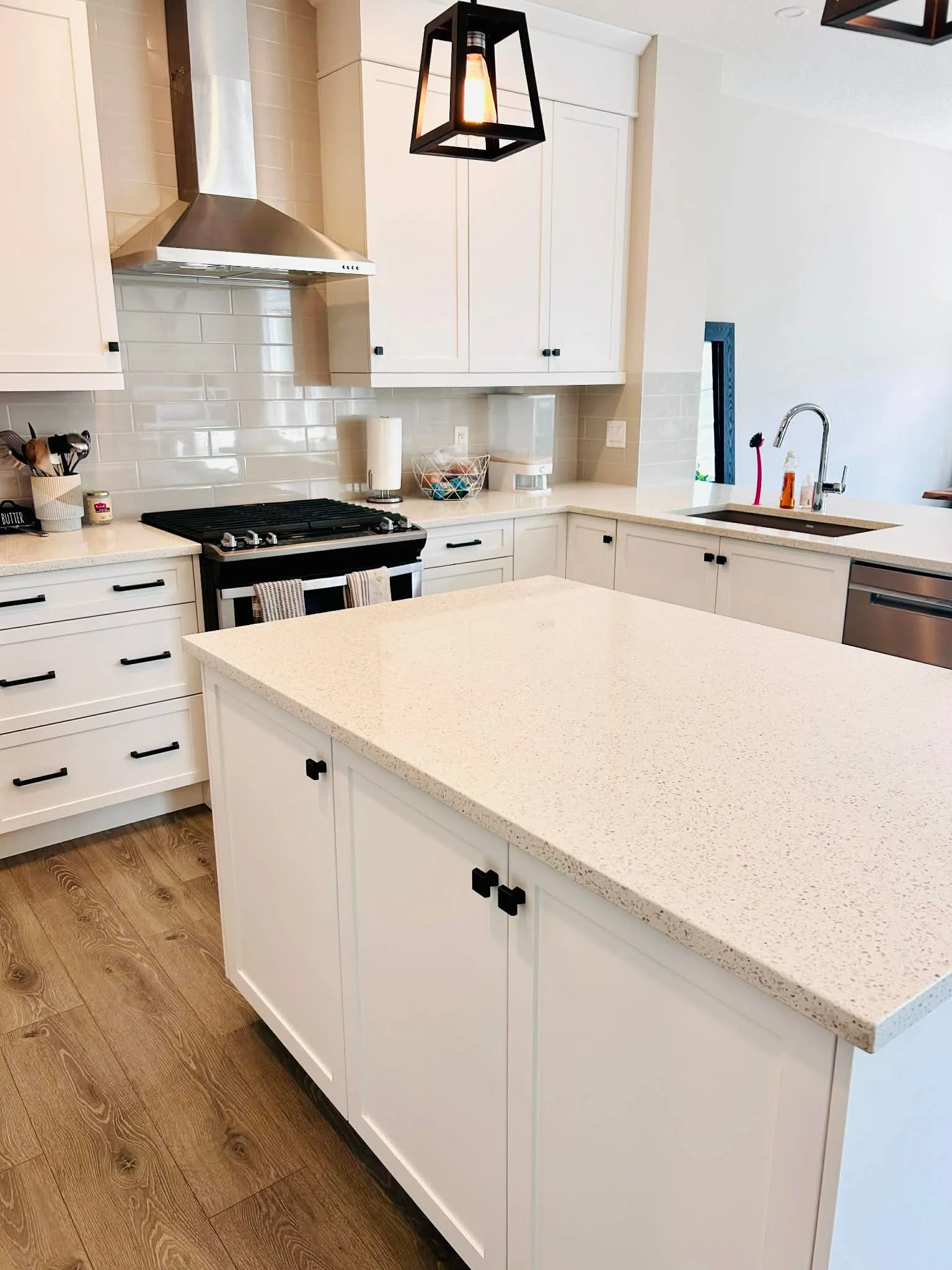 Bright, clean kitchen with a central island